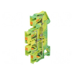 Termoconector pentru șine 0,14-4mm², 2 piste, 4 borne, galben-verde | Electronic-mag.ro | Componente Electronice