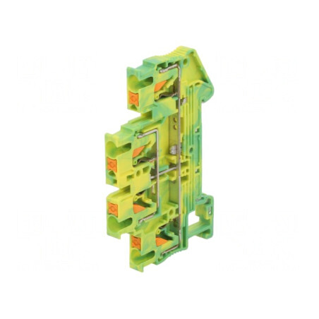 Termoconector pentru șine 0,14-4mm², 2 piste, 4 borne, galben-verde | Electronic-mag.ro | Componente Electronice