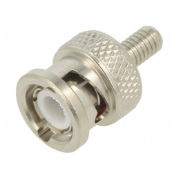 Conector BNC mufă tată drept 50Ω pentru cabluri RG174, RG316 - crimpat PTFE | Electronic-mag.ro | Componente Electronice