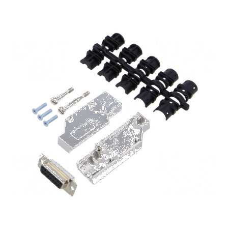 Mufă mamă D-Sub 15 pini unghi 90° lipire cablu negru | Electronic-mag.ro | Componente Electronice