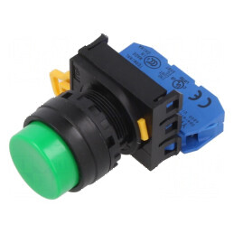 Comutator 22mm acţionat prin apăsare Poz.i stab 1 NO verde | Electronic-mag.ro | Componente Electronice
