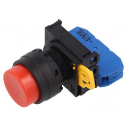 Comutator 22mm Poz.i 1 NO roşu cu acţionare prin apăsare | Electronic-mag.ro | Componente Electronice