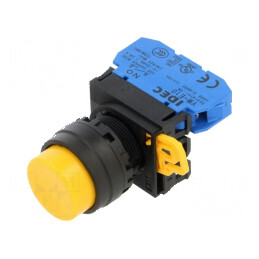 Comutator apăsare 22mm 1 NO galben | Electronic-mag.ro | Componente Electronice