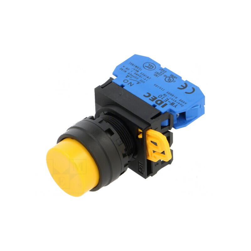 Comutator apăsare 22mm 1 NO galben | Electronic-mag.ro | Componente Electronice