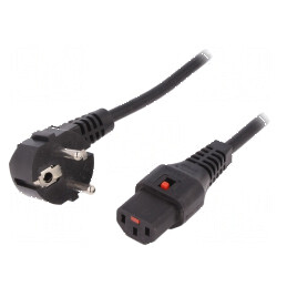 Cablu CEE 7/7 ştecăr unghi IEC C13 mamă PVC 1m 10A | Electronic-mag.ro | Componente Electronice