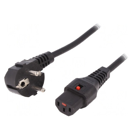 Cablu CEE 7/7 ştecăr unghi IEC C13 mamă PVC 1m 10A | Electronic-mag.ro | Componente Electronice