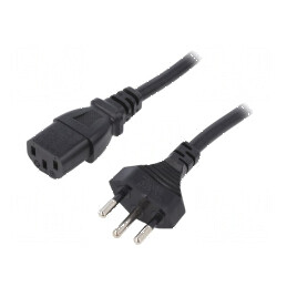Cablu 3x1mm2 IEC C13 mamă 5m negru 10A SEV-1011 (J) PVC | Electronic-mag.ro | Componente Electronice