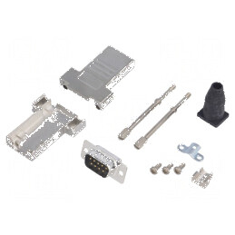 Mufă D-Sub PIN 9 tată lipire pe cablu neagră Kit complet | Electronic-mag.ro | Componente Electronice