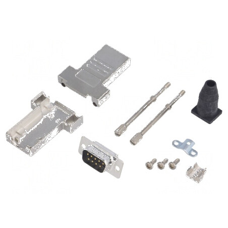 Mufă D-Sub PIN 9 tată lipire pe cablu neagră Kit complet | Electronic-mag.ro | Componente Electronice