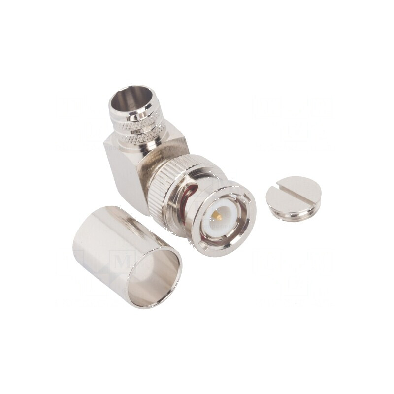 Conector BNC mufă tată unghi 90° 50Ω lipire crimpat POM | Electronic-mag.ro | Componente Electronice
