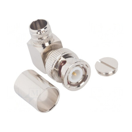 Conector BNC mufă tată unghi 90° 50Ω lipire crimpat POM | Electronic-mag.ro | Componente Electronice