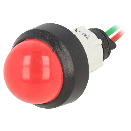Lampă LED convexă roșie 24VDC 24VAC Ø13mm IP40 | Electronic-mag.ro | Componente Electronice