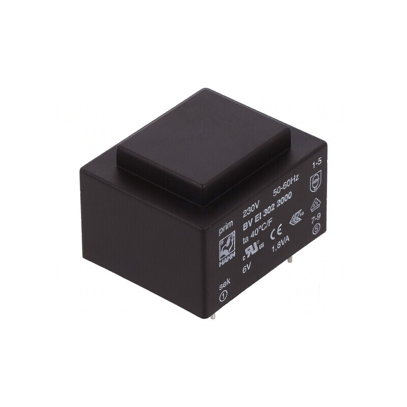 Transformator încapsulat 1,8VA 230VAC 6V 300mA pentru PCB BVEI | Electronic-mag.ro | Componente Electronice