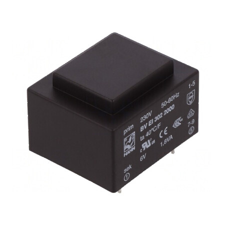 Transformator încapsulat 1,8VA 230VAC 6V 300mA pentru PCB BVEI | Electronic-mag.ro | Componente Electronice