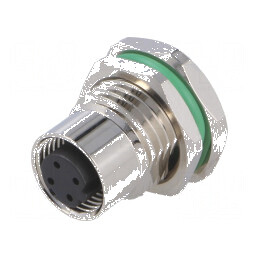 Conector M12 soclu PIN 4 mamă D-Ethernet THT IP65 IP67 | Electronic-mag.ro | Componente Electronice
