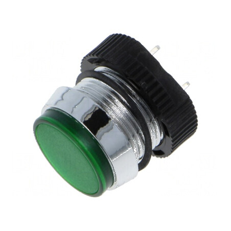 Lampă LED plată verde 24-28VDC Ø16mm IP67 | Electronic-mag.ro | Componente Electronice