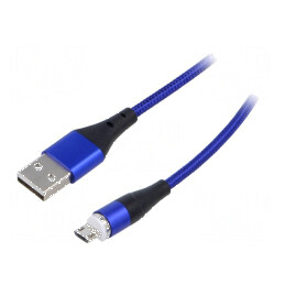 Cablu magnetic USB A la USB B micro, 1m, 18W, nichelat | Electronic-mag.ro | Componente Electronice