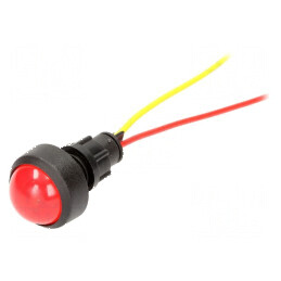 Lampă LED convexă roșie 12-24V DC/AC Ø13mm | Electronic-mag.ro | Componente Electronice