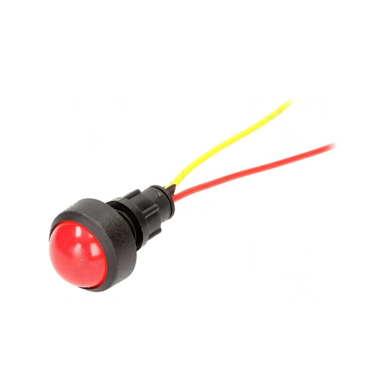 Lampă LED convexă roșie 12-24V DC/AC Ø13mm | Electronic-mag.ro | Componente Electronice