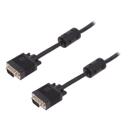 Cablu D-Sub 15pin HD negru 5m cu mufe pe ambele părţi | Electronic-mag.ro | Componente Electronice