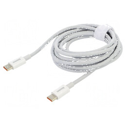 Cablu USB C 2m alb 100W, mufă ambele părţi | Electronic-mag.ro | Componente Electronice