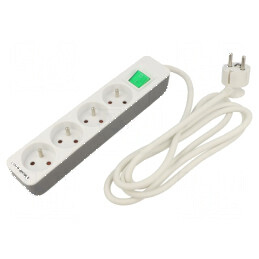 Prelungitor 3x1,5mm² 4 Prize Alb 1,8m 16A | Electronic-mag.ro | Componente Electronice