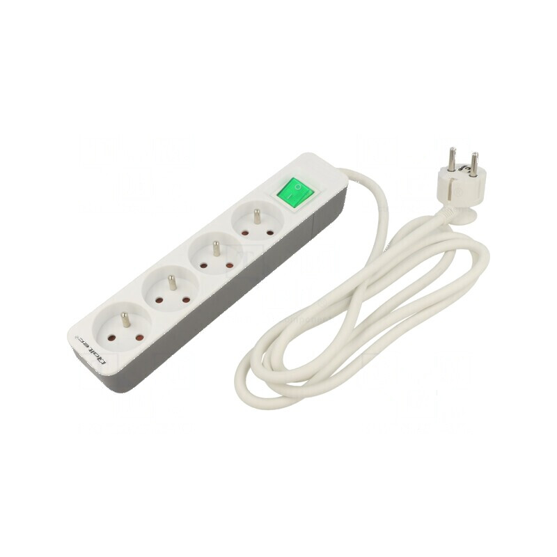 Prelungitor 3x1,5mm² 4 Prize Alb 1,8m 16A | Electronic-mag.ro | Componente Electronice