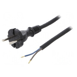 Cablu 2x1mm2 CEE 7/17 mufă 4m negru 16A | Electronic-mag.ro | Componente Electronice