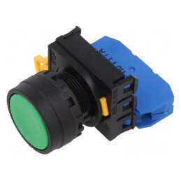 Comutator apăsare 22mm Poz.i stab 1 NO verde | Electronic-mag.ro | Componente Electronice