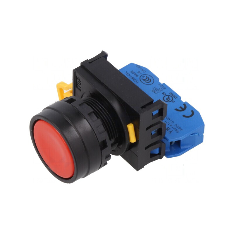 Comutator acţionat prin apăsare 22mm Poz.i stab 1 NO roşu | Electronic-mag.ro | Componente Electronice