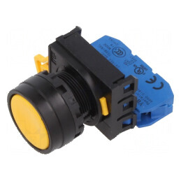 Comutator 22mm Poz.i 1 NO galben acţionat prin apăsare | Electronic-mag.ro | Componente Electronice