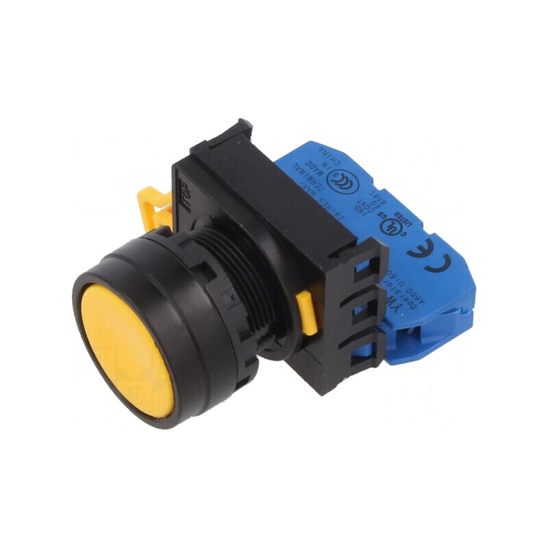 Comutator 22mm Poz.i 1 NO galben acţionat prin apăsare | Electronic-mag.ro | Componente Electronice