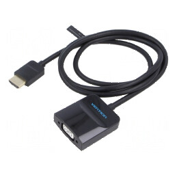 Convertor HDMI la VGA 1m negru - ABS | Electronic-mag.ro | Componente Electronice