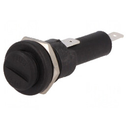 Clemă siguranţe cilindrice 6,3x25mm 250V neagră pe panou | Electronic-mag.ro | Componente Electronice