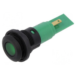 Lampă LED plată verde 12VDC 12VAC Ø16mm IP67 | Electronic-mag.ro | Componente Electronice