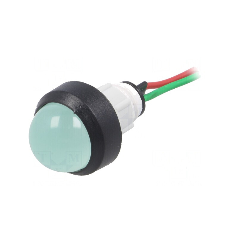 Lampă LED convexă verde 24VDC 24VAC Ø13mm plastic | Electronic-mag.ro | Componente Electronice