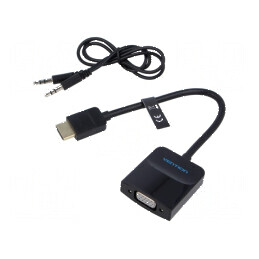 Convertor HDMI la VGA 0,15m negru, carcasa ABS | Electronic-mag.ro | Componente Electronice