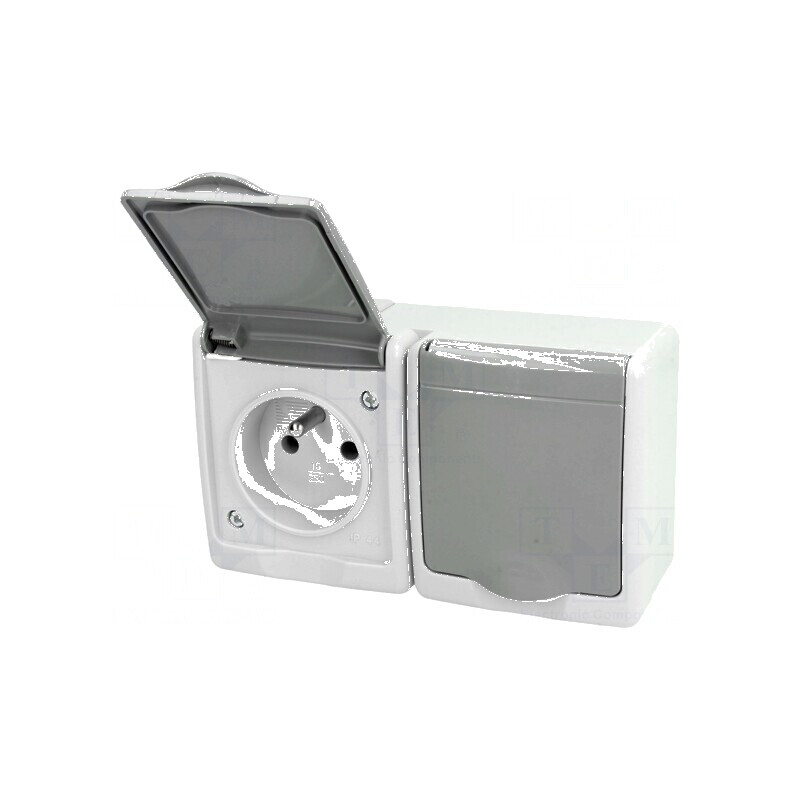 Conector alimentare AC 2P PE 250VAC 16A gri murale | Electronic-mag.ro | Componente Electronice Conector alimentare AC 2P PE 250VAC 16A gri murale | Electronic-mag.ro | Componente Electronice