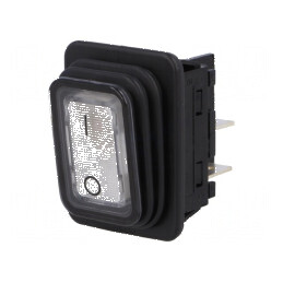 Rocker DPST Alb ON-OFF 20A 250VAC IP40 IP65 Frontal | Electronic-mag.ro | Componente Electronice