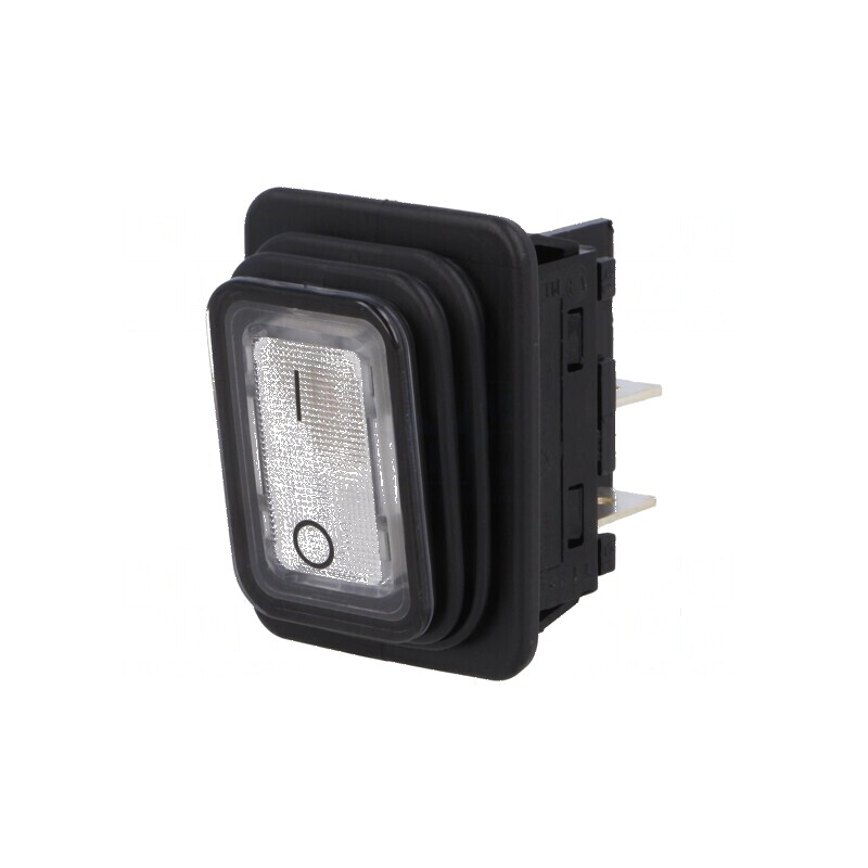 Rocker DPST Alb ON-OFF 20A 250VAC IP40 IP65 Frontal | Electronic-mag.ro | Componente Electronice