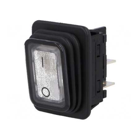 Rocker DPST Alb ON-OFF 20A 250VAC IP40 IP65 Frontal | Electronic-mag.ro | Componente Electronice