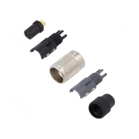 Conector M9 mamă aurit 125V IP40 4 pini pe cablu | Electronic-mag.ro | Componente Electronice