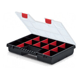 Container colectiv cu partiții negru 390x290x65mm NOR 40 | Electronic-mag.ro | Componente Electronice