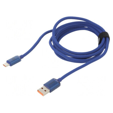 Cablu USB 2.0 A la C 2m albastru textil 100W | Electronic-mag.ro | Componente Electronice