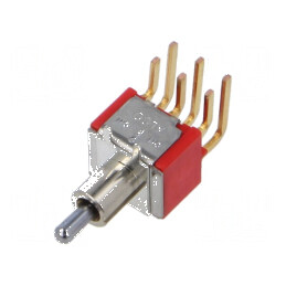Comutator basculant DP3T ON-OFF-ON 0,02A/20VAC THT | Electronic-mag.ro | Componente Electronice