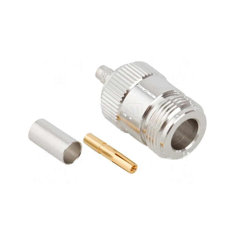 Conector N mufă mamă 50Ω crimpat pe cablu PTFE aurit | Electronic-mag.ro | Componente Electronice Conector N mufă mamă 50Ω crimpat pe cablu PTFE aurit | Electronic-mag.ro | Componente Electronice