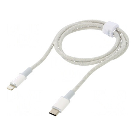 Cablu USB 2.0 Apple Lightning și USB C 1m alb textil | Electronic-mag.ro | Componente Electronice