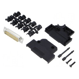 Mufă tată D-Sub 25 PIN pentru lipire pe cablu albă - Kit complet | Electronic-mag.ro | Componente Electronice