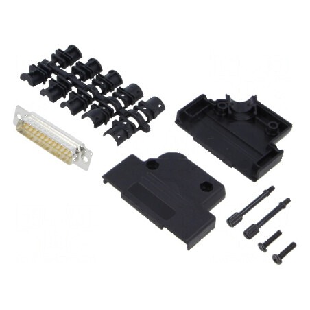 Mufă tată D-Sub 25 PIN pentru lipire pe cablu albă - Kit complet | Electronic-mag.ro | Componente Electronice
