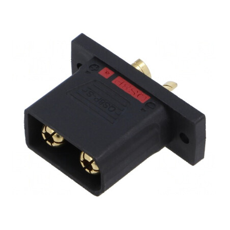 Conector alimentare DC soclu QS tată PIN 2 lipire neagră | Electronic-mag.ro | Componente Electronice